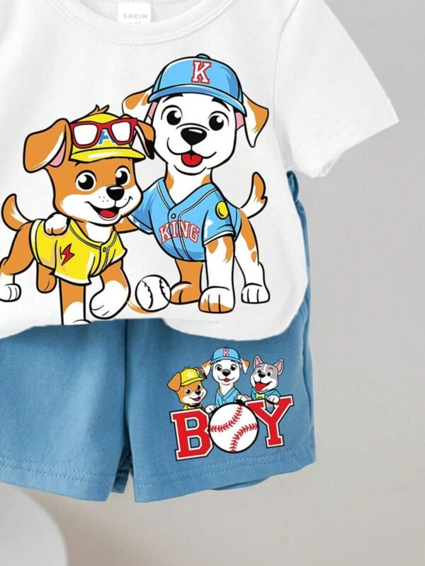 Conjunto informal de camiseta de manga corta y pantalones cortos con estampado - Imagen 3