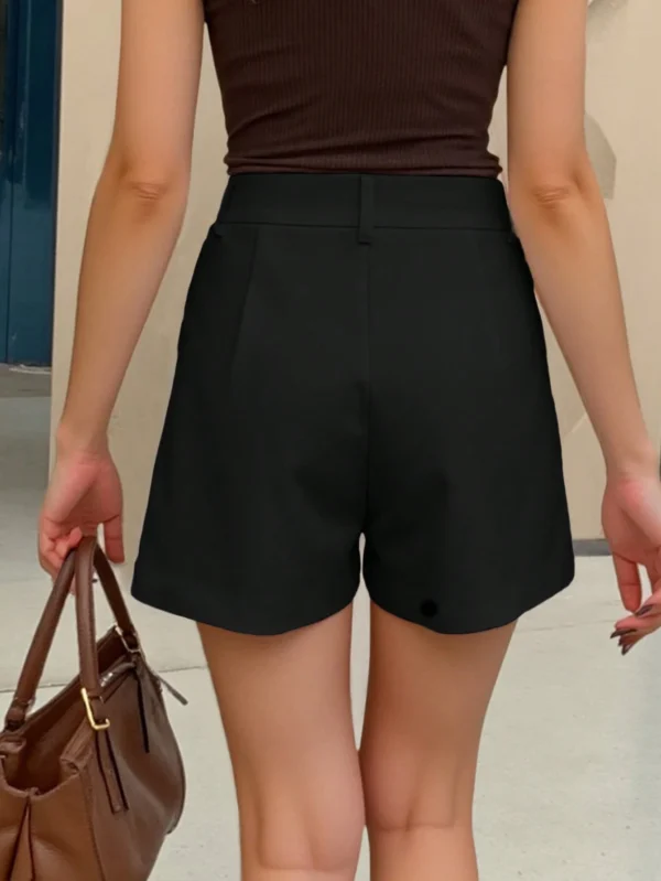 Pantalones cortos de pierna ancha con cremallera de unicolor - Imagen 2
