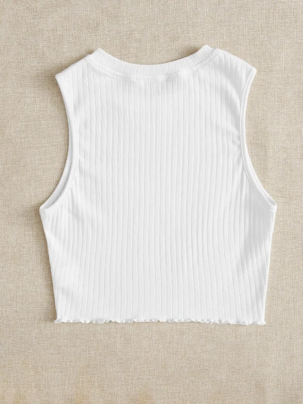 Top tank de canalé ribete en forma de lechuga - Imagen 2
