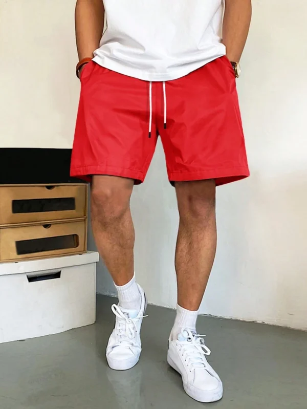 Pantalones Cortos De Corte Holgado Para Hombre Con Cintura De Cordón
