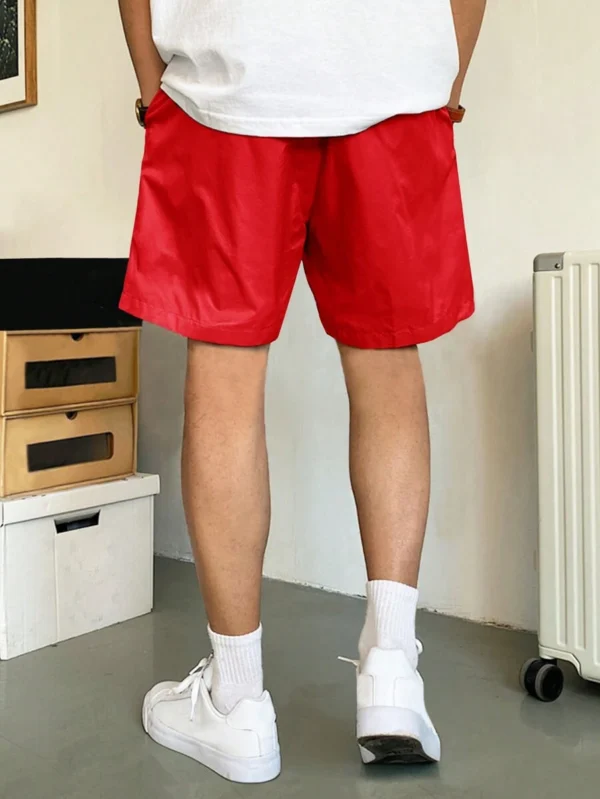 Pantalones Cortos De Corte Holgado Para Hombre Con Cintura De Cordón - Imagen 3