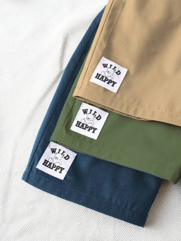 Shorts con diseño de parche de letra de cintura con cordón para niños - Imagen 2