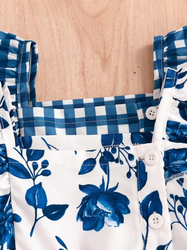 Vestido de niña con manga de volantes y botones con estampado - Imagen 3