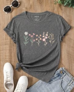 Camiseta de mujer con estampado floral de manga corta