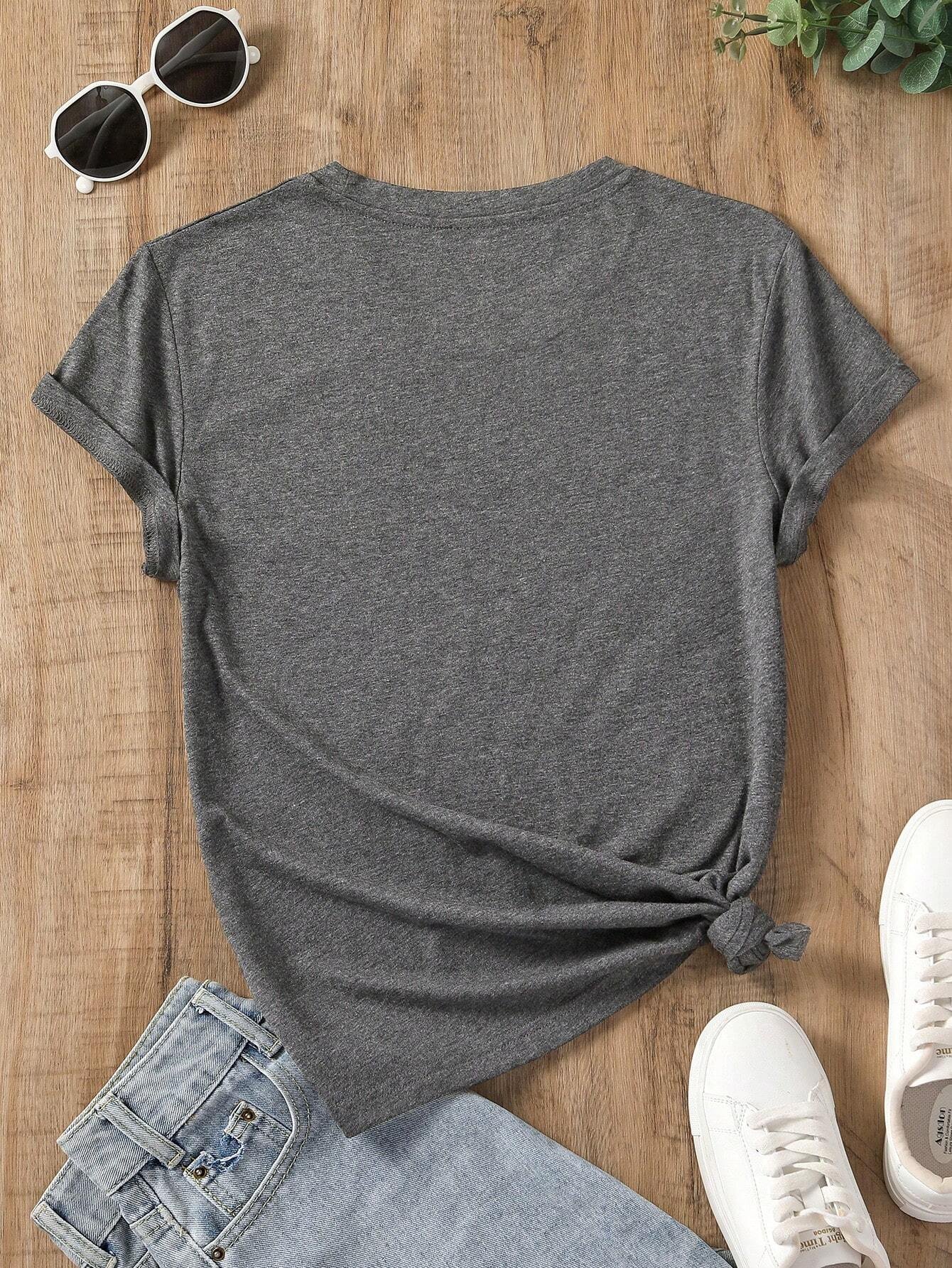 Camiseta de mujer con estampado floral de manga corta - Imagen 2