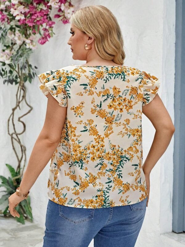 Camisa tejida de manga corta con estampado floral - Imagen 2