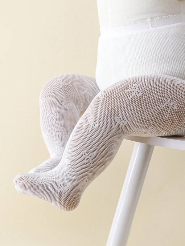 1 pieza de medias de red de jacquard con mariposas blancas