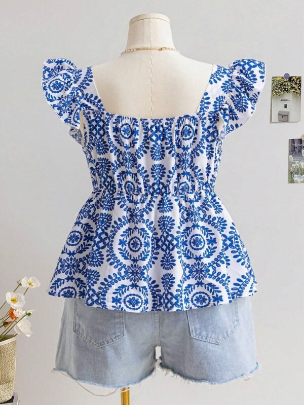 Blusa casual con estampado floral vintage - Imagen 2