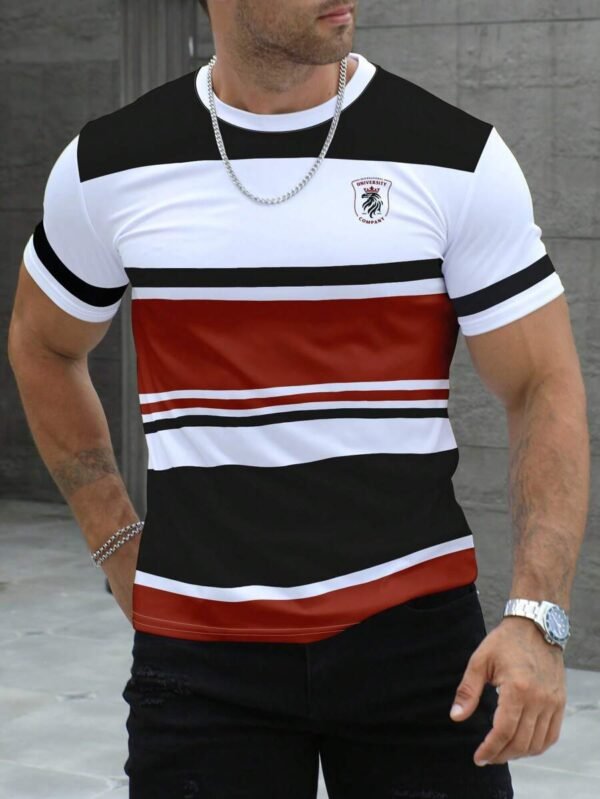 Camiseta casual de cuello redondo de manga corta a rayas