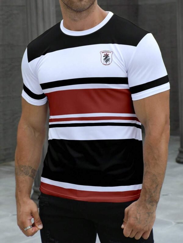 Camiseta casual de cuello redondo de manga corta a rayas - Imagen 3