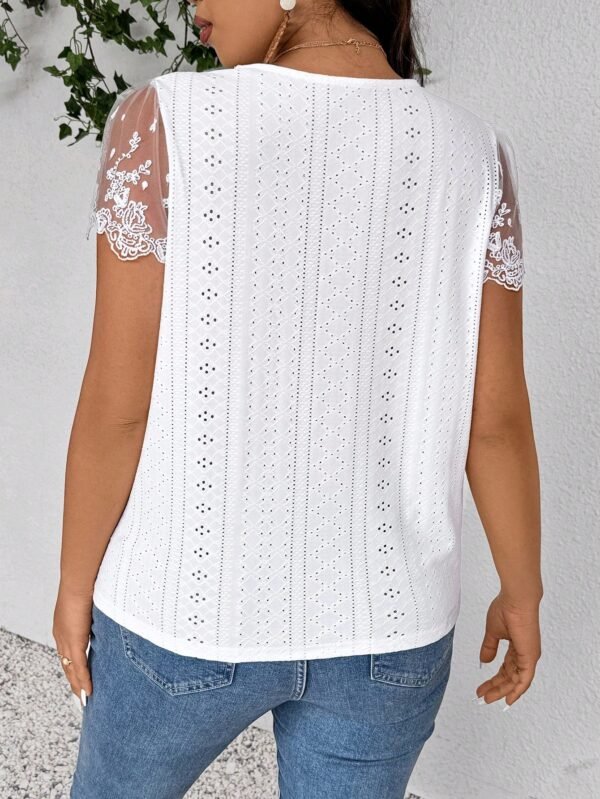 Blusa de manga corta de unicolor - Imagen 2