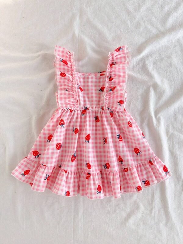 Vestido para niña bebé con diseño de cuadros rosas y blancos - Imagen 3
