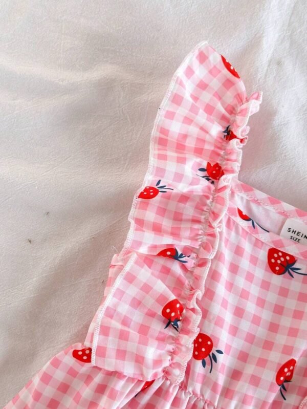 Vestido para niña bebé con diseño de cuadros rosas y blancos - Imagen 2