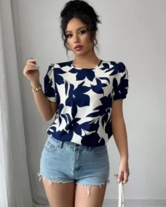 Blusa de mujer de manga corta, moda minimalista