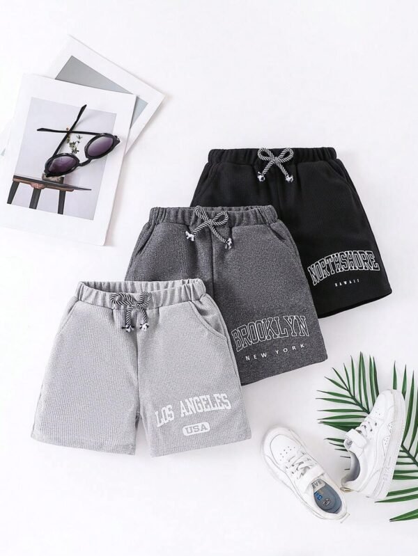 Pantalones cortos versátiles unicolor con estampado para niños