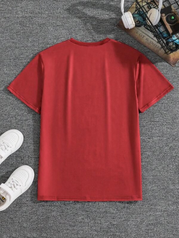 Camiseta casual de manga corta con cuello redondo y bloque de color - Imagen 2
