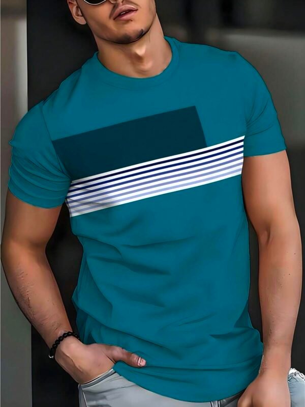Camiseta de manga corta casual de hombre con cuello redondo