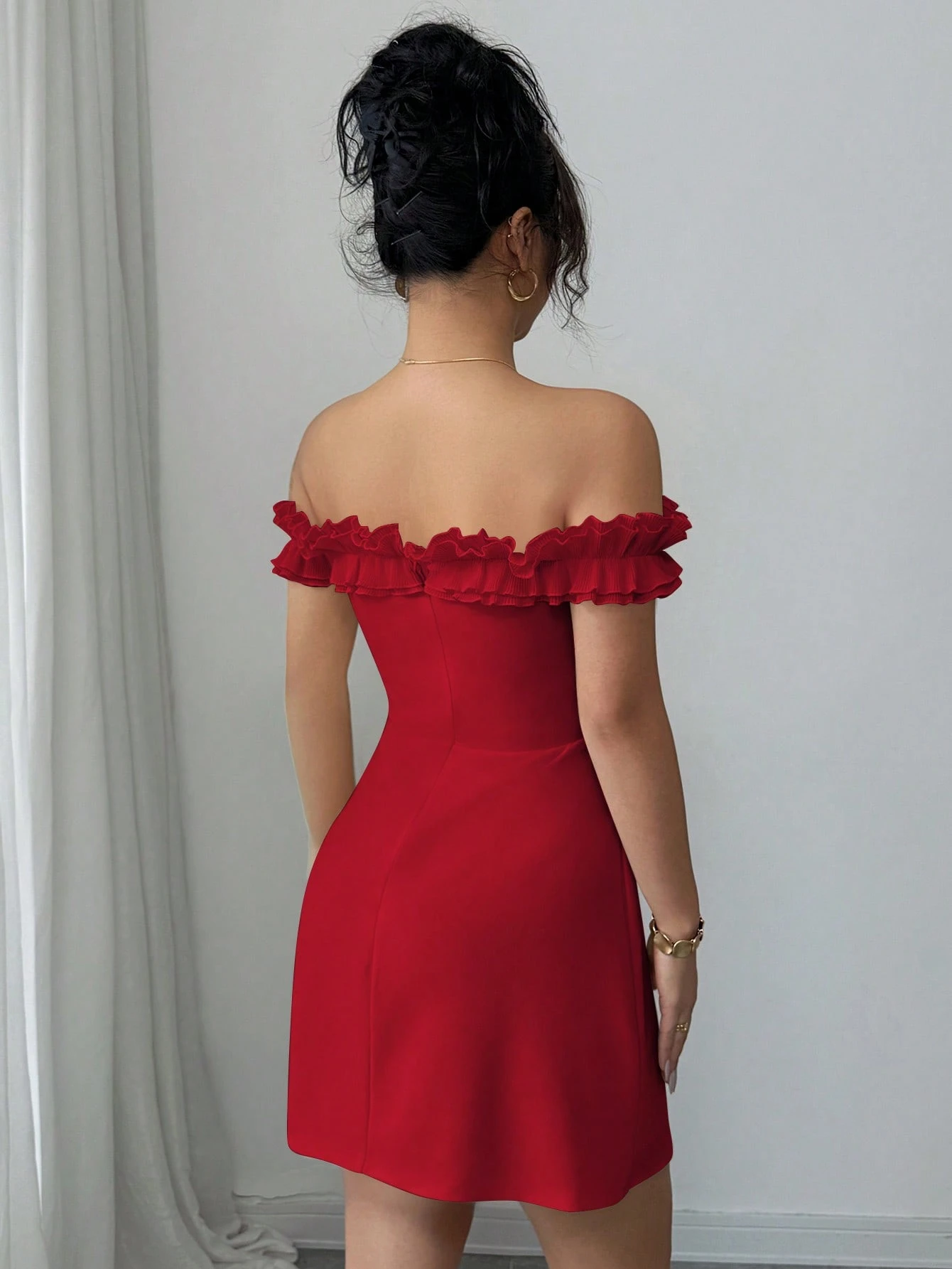 Vestido con cinta para la cintura y sin tirantes - Imagen 2