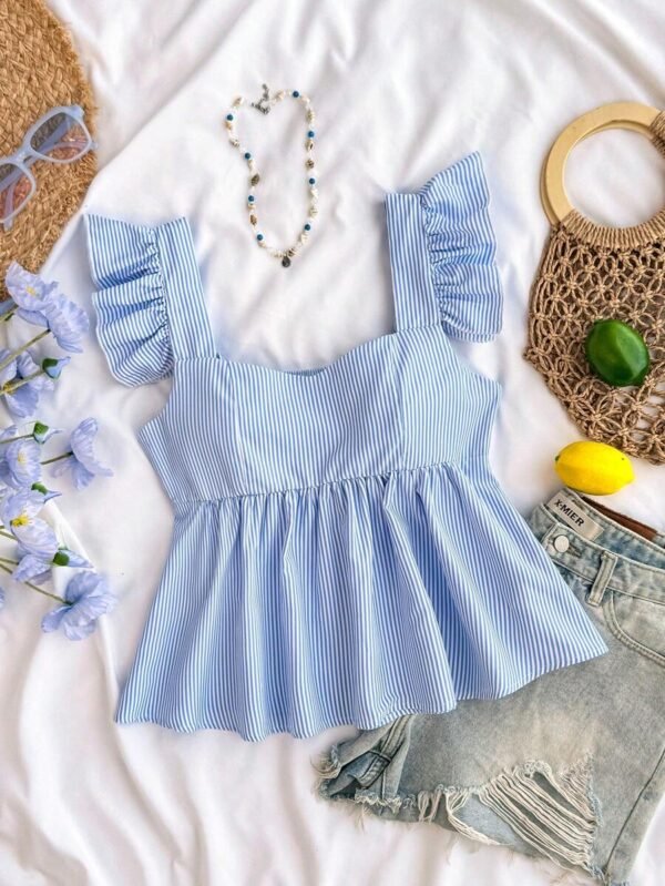 Blusa suelta tipo babyoll de escote cuadrado