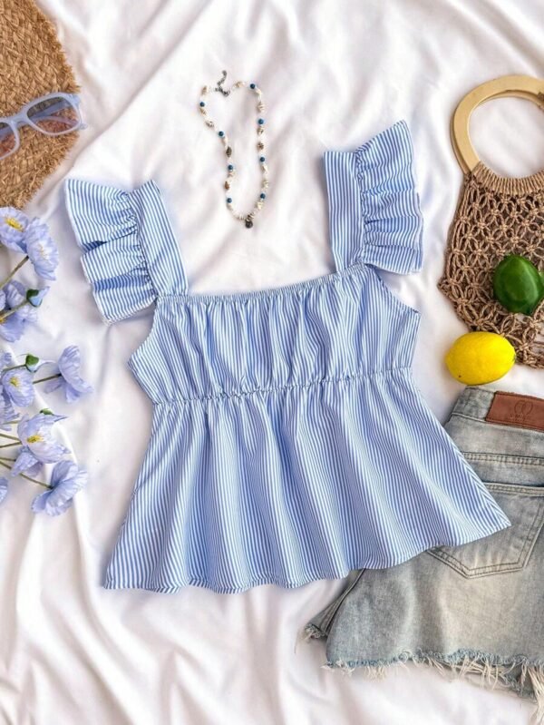 Blusa suelta tipo babyoll de escote cuadrado - Imagen 2