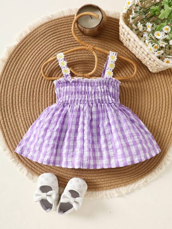 Vestido con estampado de flores y cuadros de burbujas - Imagen 2