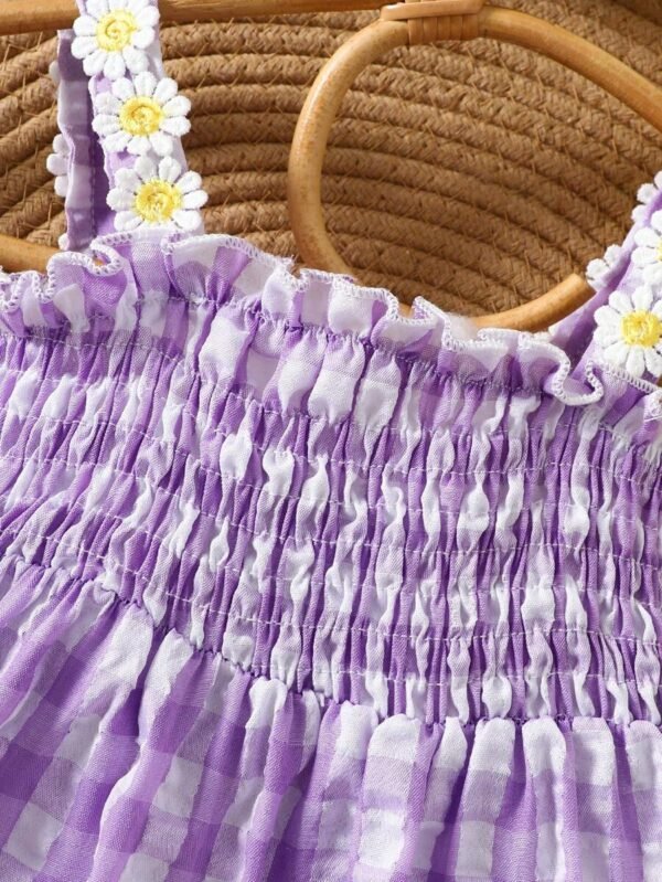 Vestido con estampado de flores y cuadros de burbujas - Imagen 3