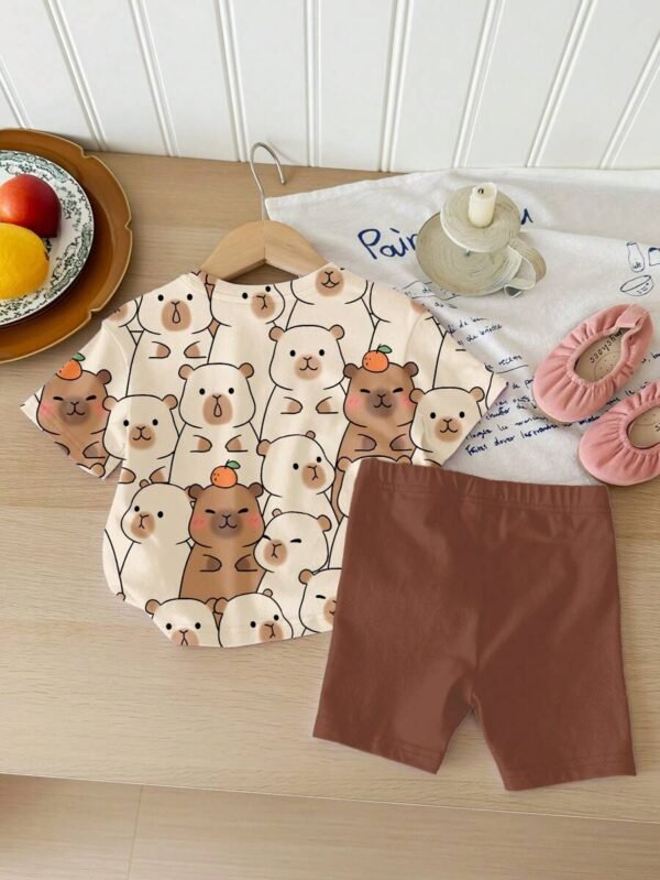 camiseta de manga corta holgada y shorts con estampado de capibara - Imagen 2