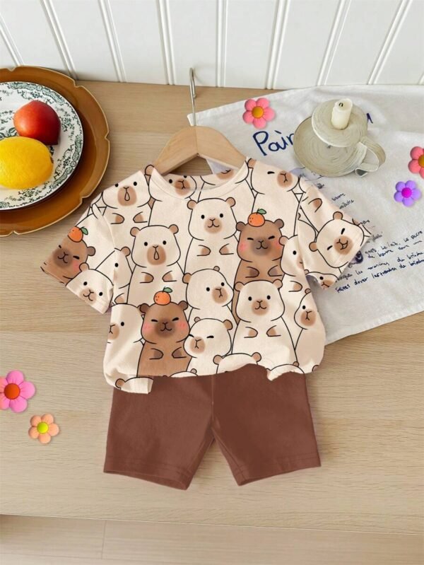 camiseta de manga corta holgada y shorts con estampado de capibara - Imagen 3