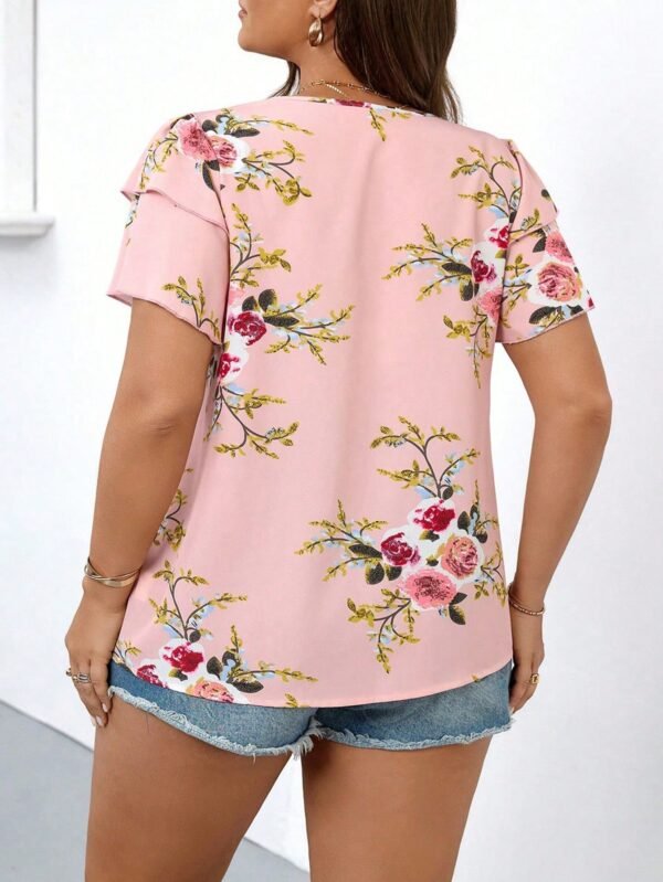Camisa holgada casual de talla grande con estampado floral - Imagen 2