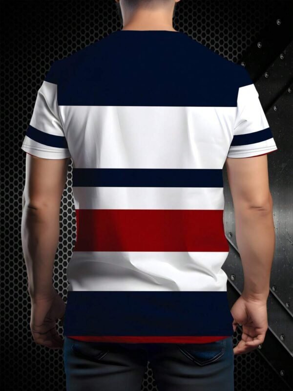 Playera de cuello redondo casual para hombre con estampado de rayas - Imagen 3