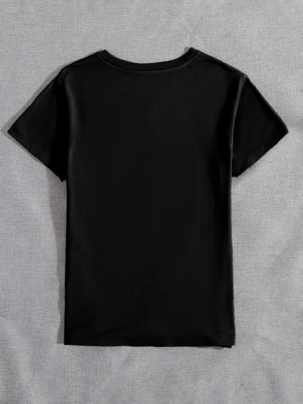 Camiseta con estampado de mariposa de cuello redondo - Imagen 2
