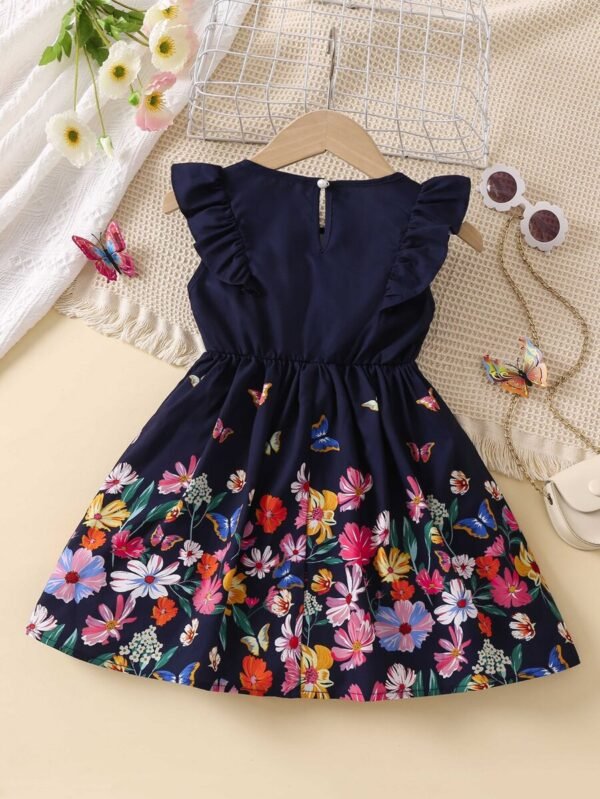 Vestido Encantador Joven Chica Con Diseño Impreso De Mariposas Y Flores - Imagen 2