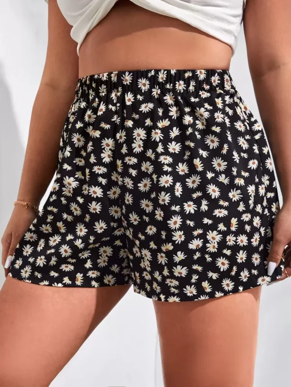 Pantalones cortos bohemios de verano de pierna ancha con estampado floral - Imagen 2