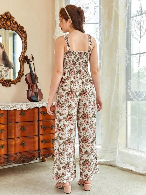 Mono de tirantes de pierna ancha con estampado floral - Imagen 2