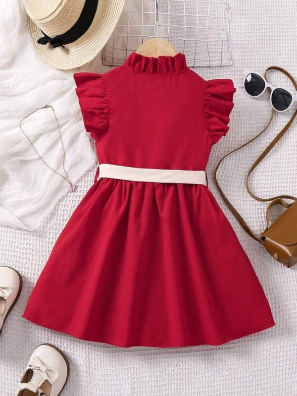 Vestido casual con volantes y acento de moño - Imagen 2