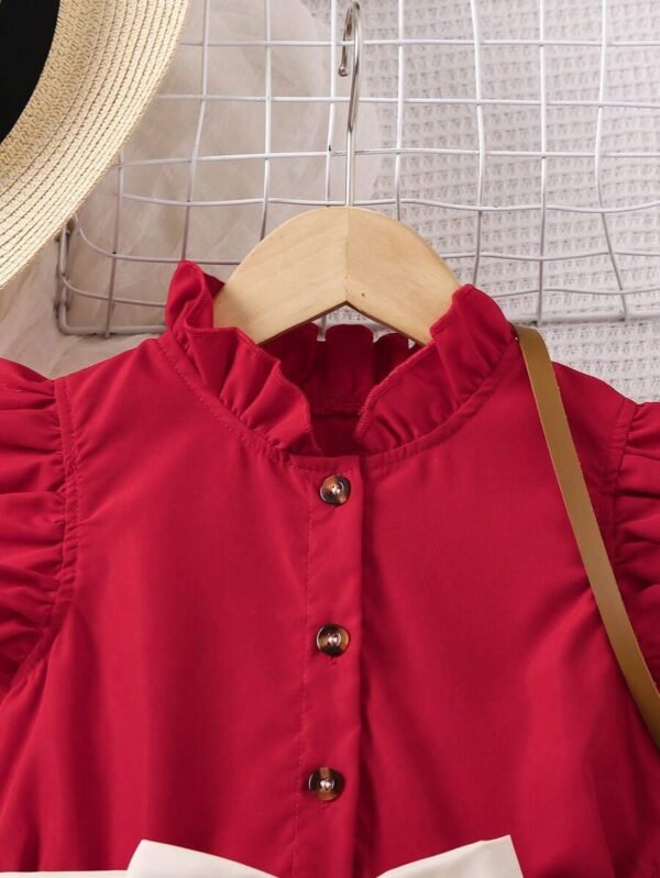 Vestido casual con volantes y acento de moño - Imagen 3