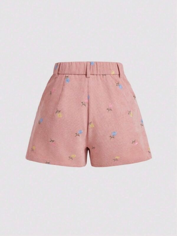 Shorts casuales de mujer con bordado floral - Imagen 2