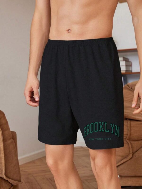 Shorts de dormir para hombre con gráficos de letras - Imagen 3