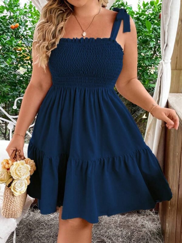 Vestido casual de talla grande con cordón de amarre en los tirantes