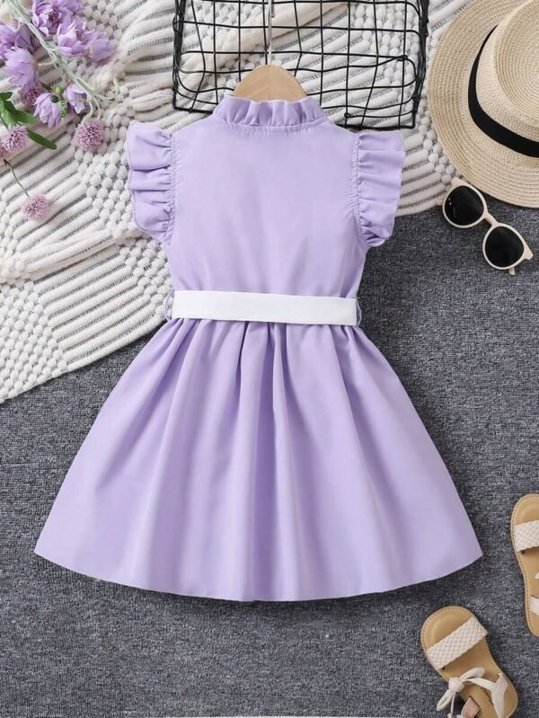 Vestido casual con volantes y acento de moño - Imagen 2