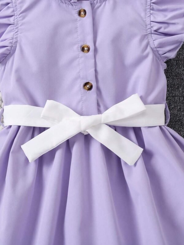 Vestido casual con volantes y acento de moño - Imagen 3