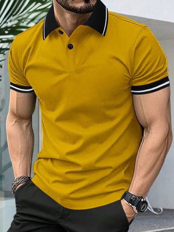 Camisa polo casual sencilla de manga corta con botones delanteros