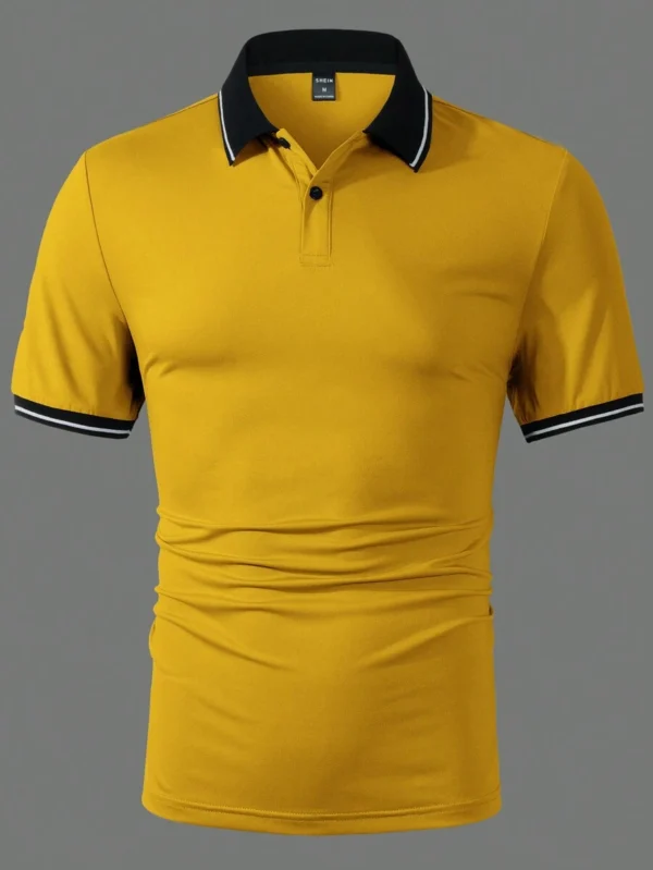 Camisa polo casual sencilla de manga corta con botones delanteros - Imagen 3