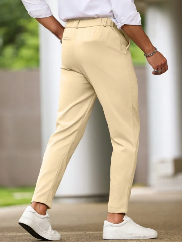 Pantalones casuales de hombres de color liso con bolsillo oblicuo - Imagen 2
