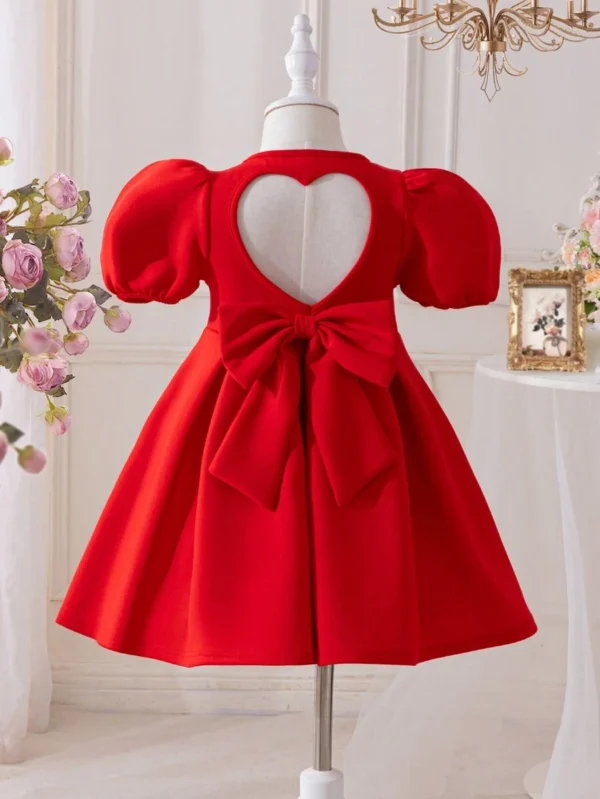 Vestido con gran lazo y espalda calada para niña pequeña - Imagen 2