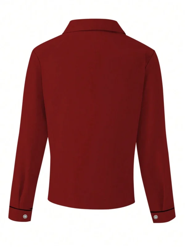 Camisa de manga larga casual con bordado estilo caballero - Imagen 2