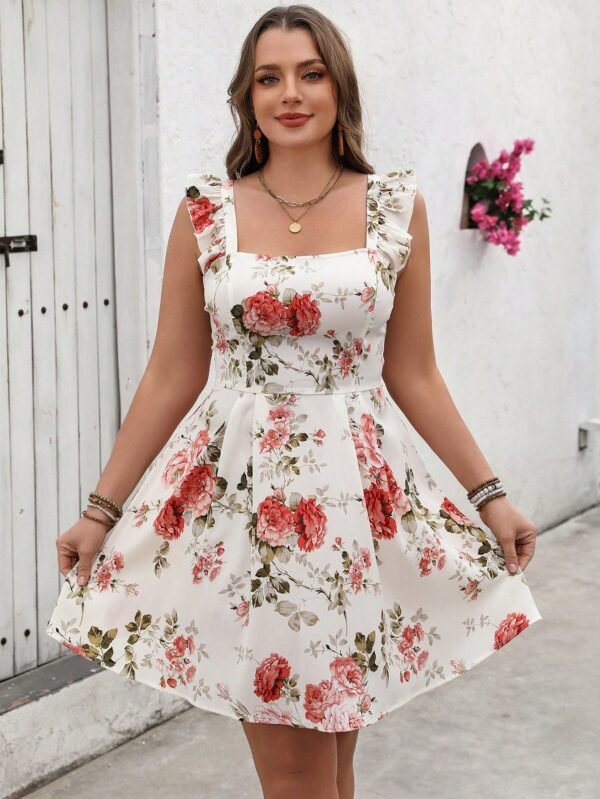 Vestido de manga corta con estampado floral estilo bohemio
