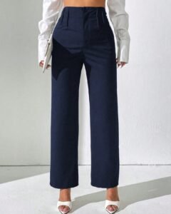 Pantalones rectos de uso casual diario de unicolor para damas