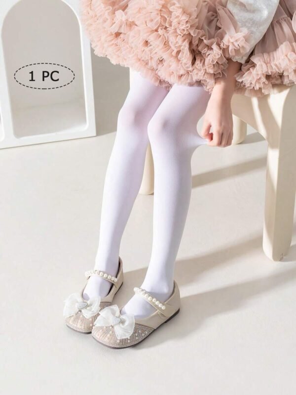 1 pieza Malla de niña/niña de unicolor blanco, ajustada y elástica