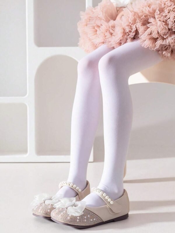 1 pieza Malla de niña/niña de unicolor blanco, ajustada y elástica - Imagen 3